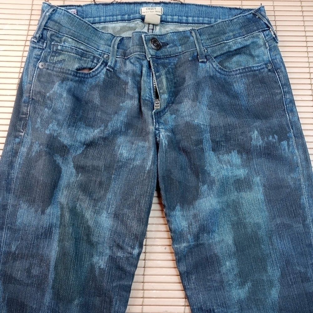 True Religion Jeans Womens Size 27 Casey Low Rise Super Skinny Blue tie dye camo